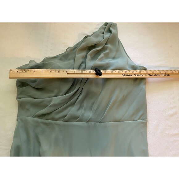 Birdy Grey Sage Green One-Shoulder Chiffon Maxi Dress Women XL Evening Gown Y2K - Picture 5 of 16